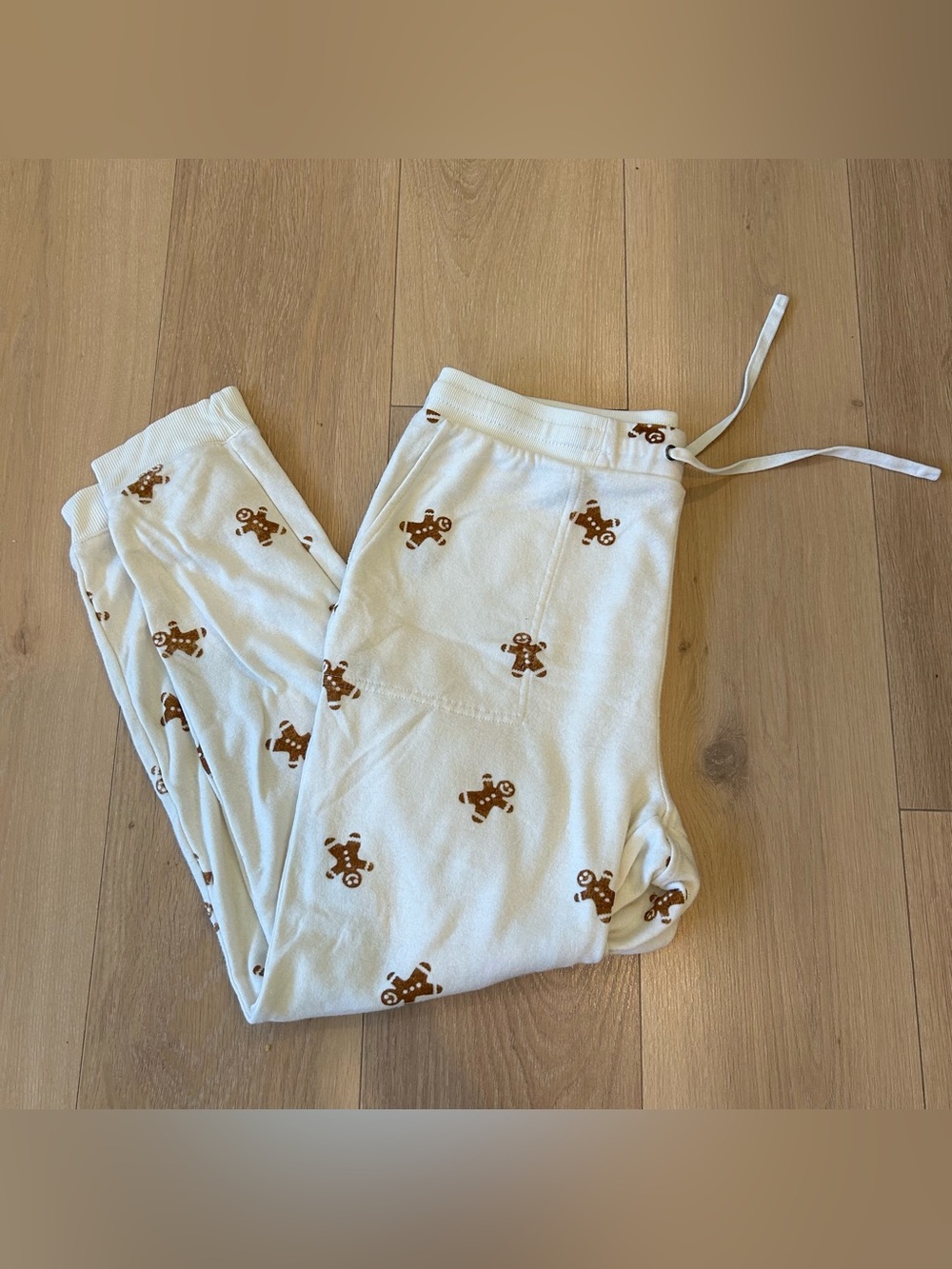 Jane&Delancey pants jogger Women's Fleece Ivory Gingerbread Holiday Size Large